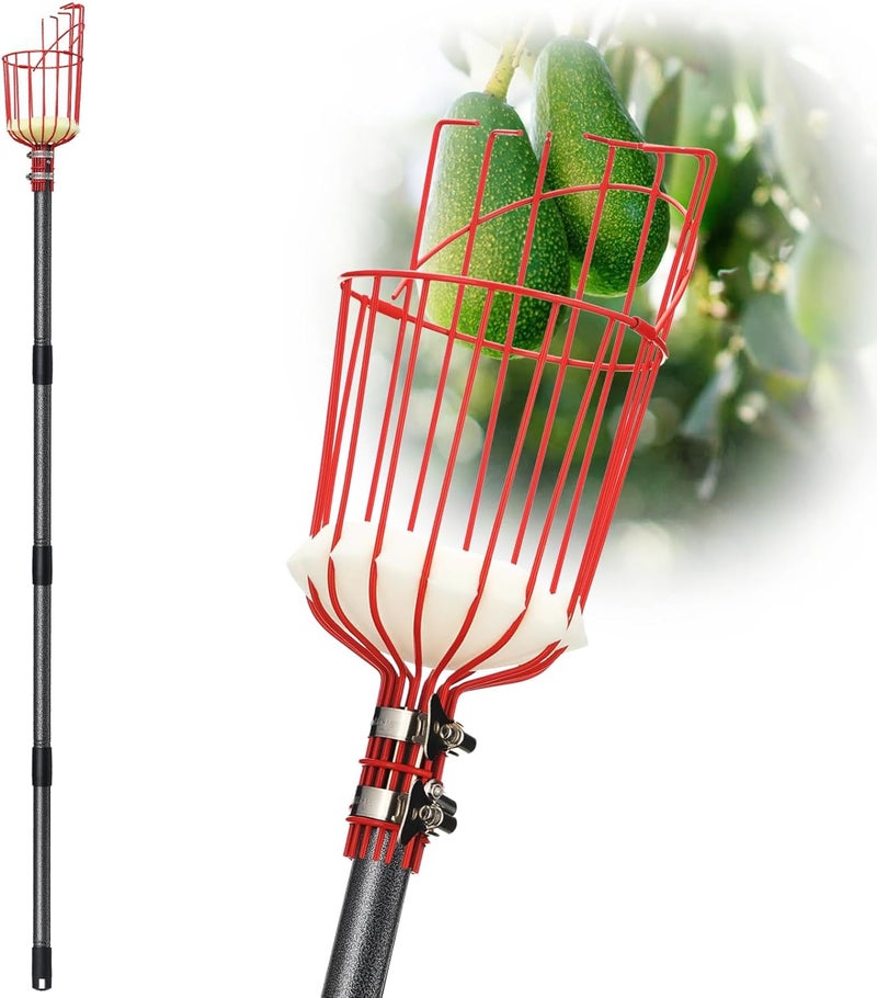 DonSail Fruit Picker Pole Tool with Basket Telescoping - Adjustable Mango Picker 35-120 inch Long Handle - Apple Orange Avocado Acorn Lemon Pear Pomelo Chery Picker for Tree - Image 1